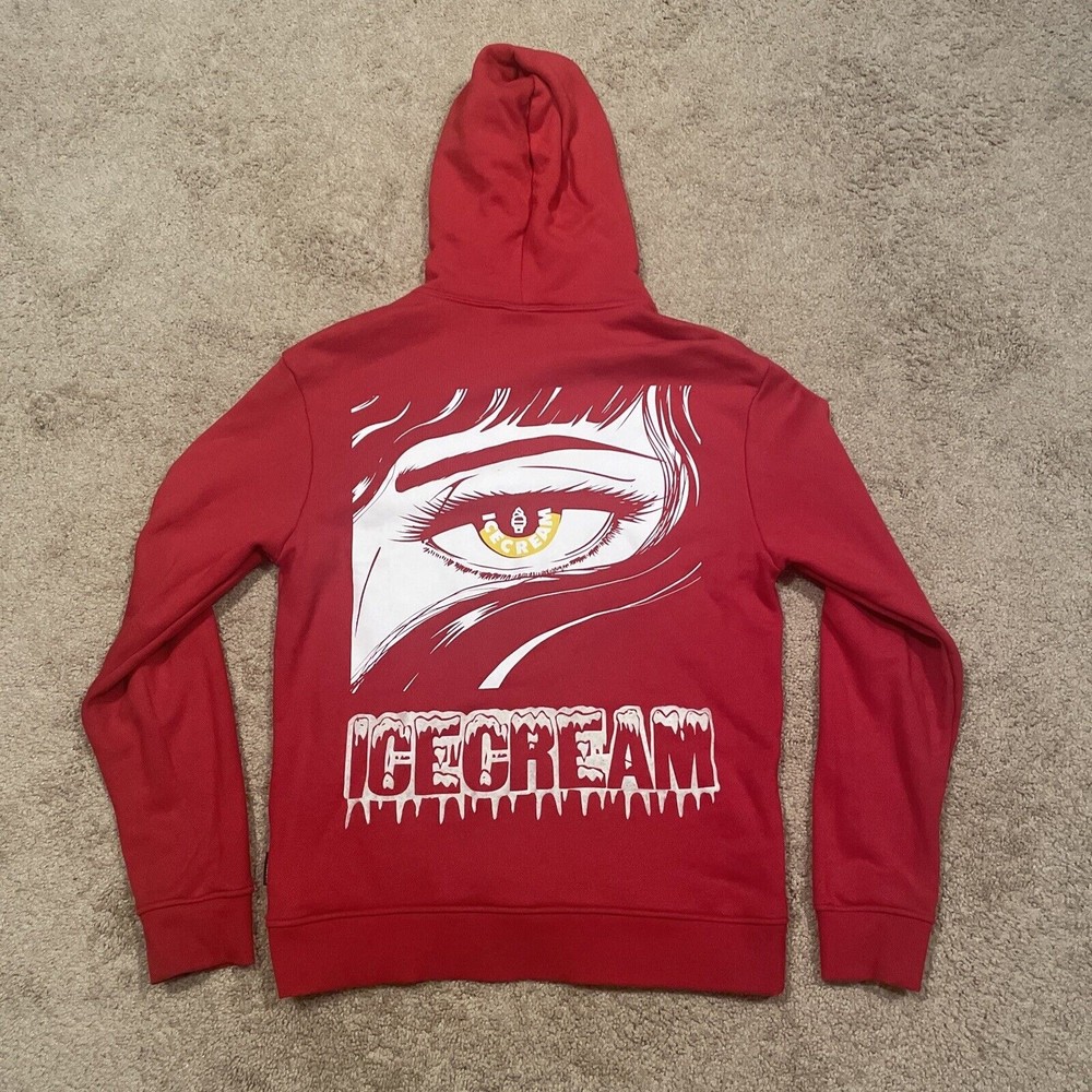 ICECREAM Red White Frosty Arch Hoodie Spellout Eye Anime BBC Size Large